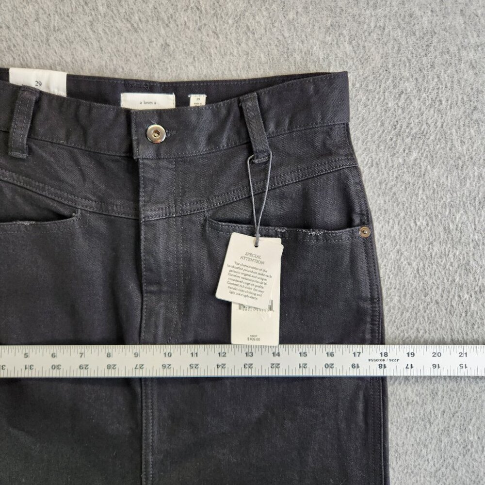 A Loves A Skirt Womens 29 Black Denim Maxi Front Slit Modest Jean Long Cowgirl - Picture 13 of 16